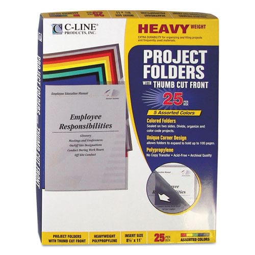 C-Line Poly Project Folders Letter Size Assorted Colors 25/box - School Supplies - C-Line®