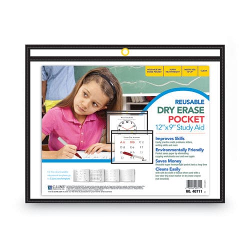 C-Line Reusable Dry Erase Pockets 12 X 9 Black - School Supplies - C-Line®