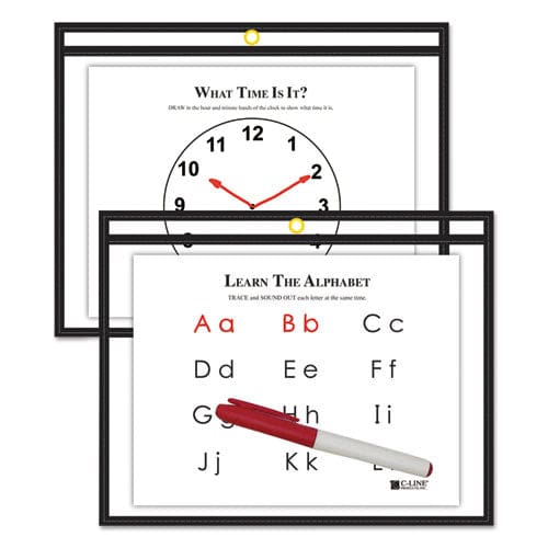 C-Line Reusable Dry Erase Pockets 12 X 9 Black - School Supplies - C-Line®