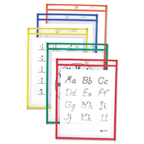 C-Line Reusable Dry Erase Pockets 6 X 9 Assorted Primary Colors 10/pack - School Supplies - C-Line®