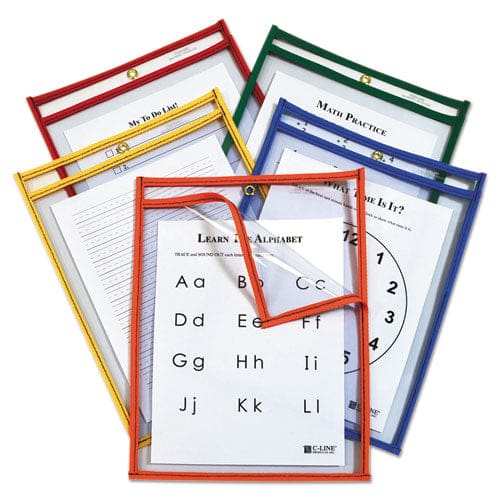 C-Line Reusable Dry Erase Pockets 6 X 9 Assorted Primary Colors 10/pack - School Supplies - C-Line®