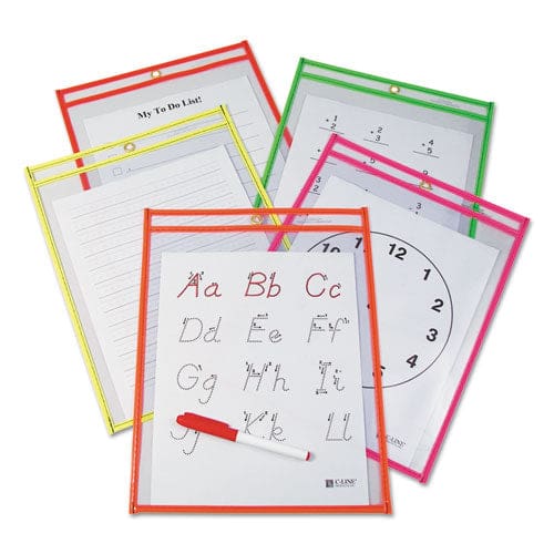 C-Line Reusable Dry Erase Pockets 9 X 12 Assorted Neon Colors 10/pack - School Supplies - C-Line®