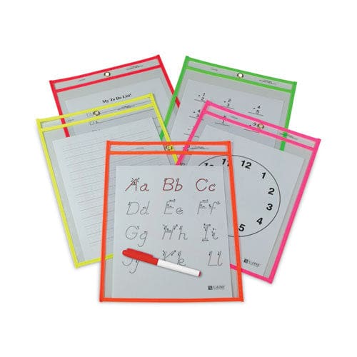 C-Line Reusable Dry Erase Pockets 9 X 12 Assorted Neon Colors 25/box - School Supplies - C-Line®