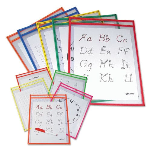 C-Line Reusable Dry Erase Pockets 9 X 12 Assorted Primary Colors 10/pack - School Supplies - C-Line®