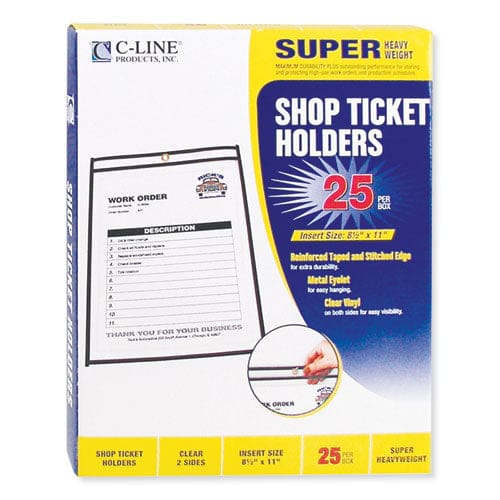 C-Line Shop Ticket Holders Stitched Both Sides Clear 50 Sheets 8.5 X 11 25/box - School Supplies - C-Line®