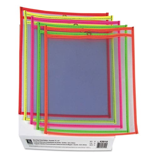 C-Line Stitched Shop Ticket Holders Neon Assorted 5 Colors 75 9 X 12 25/bx - School Supplies - C-Line®