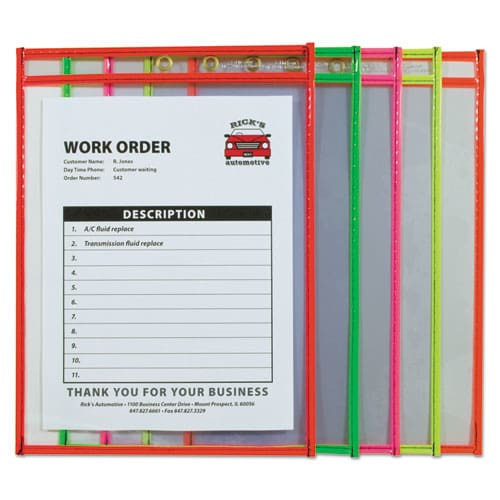 C-Line Stitched Shop Ticket Holders Neon Assorted 5 Colors 75 9 X 12 25/bx - School Supplies - C-Line®