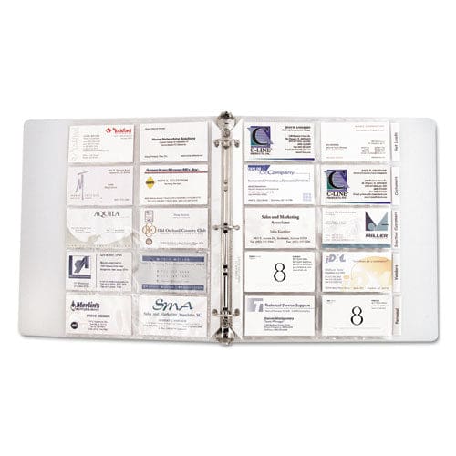 C-Line Tabbed Business Card Binder Pages For 2 X 3.5 Cards Clear 20 Cards/sheet 5 Sheets/pack - Office - C-Line®