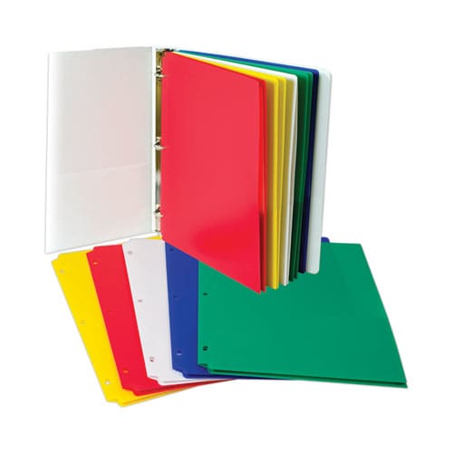 C-Line Two-pocket Heavyweight Poly Portfolio Folder 3-hole Punch 11 X 8.5 Assorted 10/pack - School Supplies - C-Line®