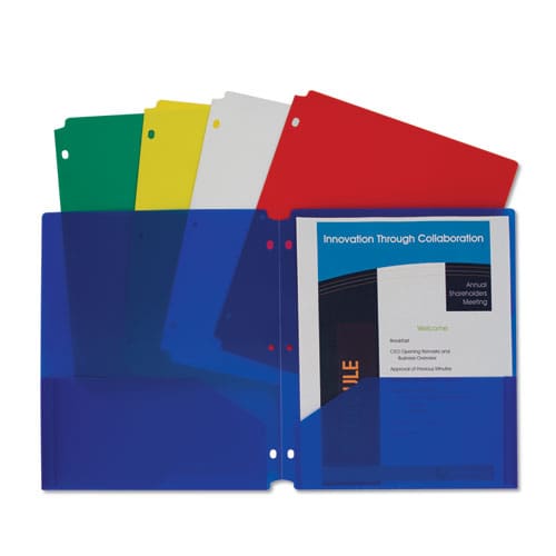 C-Line Two-pocket Heavyweight Poly Portfolio Folder 3-hole Punch 11 X 8.5 Assorted - School Supplies - C-Line®