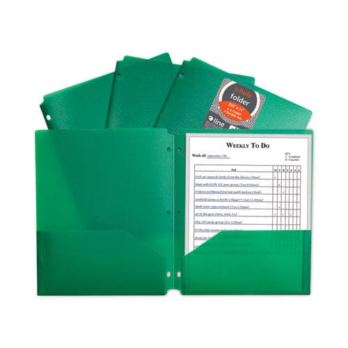 C-Line Two-pocket Heavyweight Poly Portfolio Folder 3-hole Punch 11 X 8.5 Green 25/box - School Supplies - C-Line®