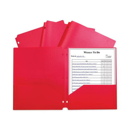 C-Line Two-pocket Heavyweight Poly Portfolio Folder 3-hole Punch 11 X 8.5 Red 25/box - School Supplies - C-Line®