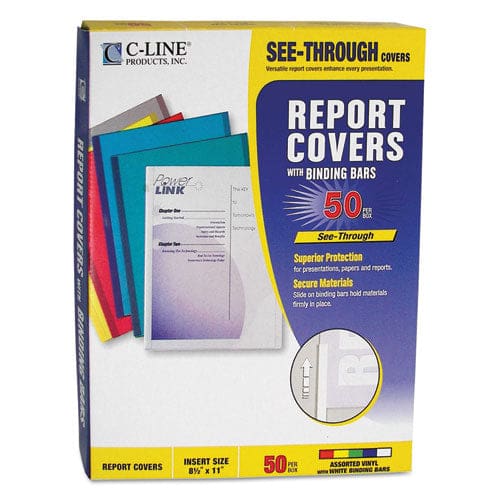 C-Line Vinyl Report Covers 0.13 Capacity 8.5 X 11 Clear/assorted 50/box - School Supplies - C-Line®