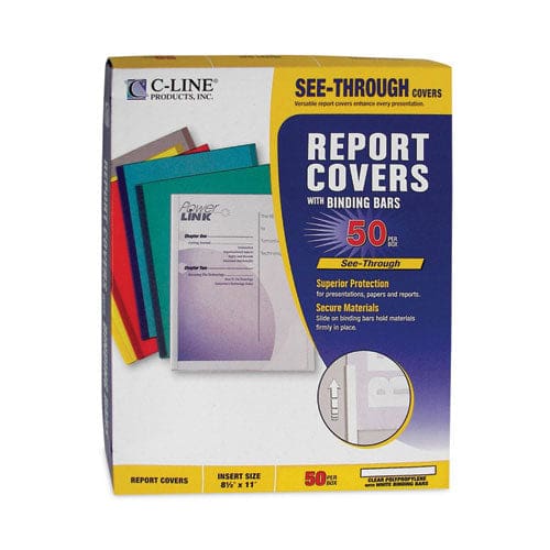 C-Line Vinyl Report Covers With Binding Bars 0.13 Capacity 8.5 X 11 Clear/clear 50/box - School Supplies - C-Line®