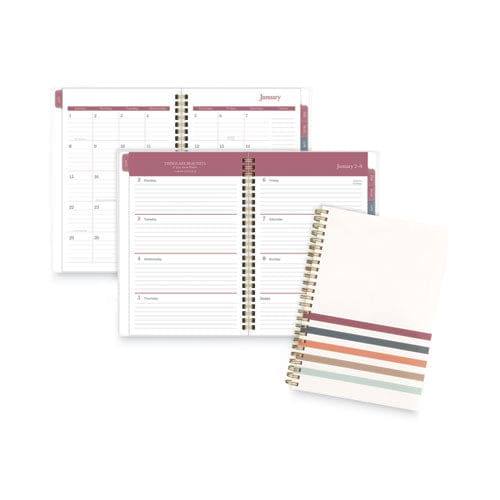 Cambridge Blake Weekly/monthly Planner Blake Bold Stripe Artwork 8.5 X 5.5 Cream/blue/brown Cover 12-month (jan To Dec): 2023 - School