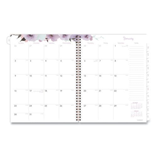 Cambridge Mina Weekly/monthly Planner Main Floral Artwork 11 X 8.5 White/violet/peach Cover 12-month (jan To Dec): 2023 - School Supplies -