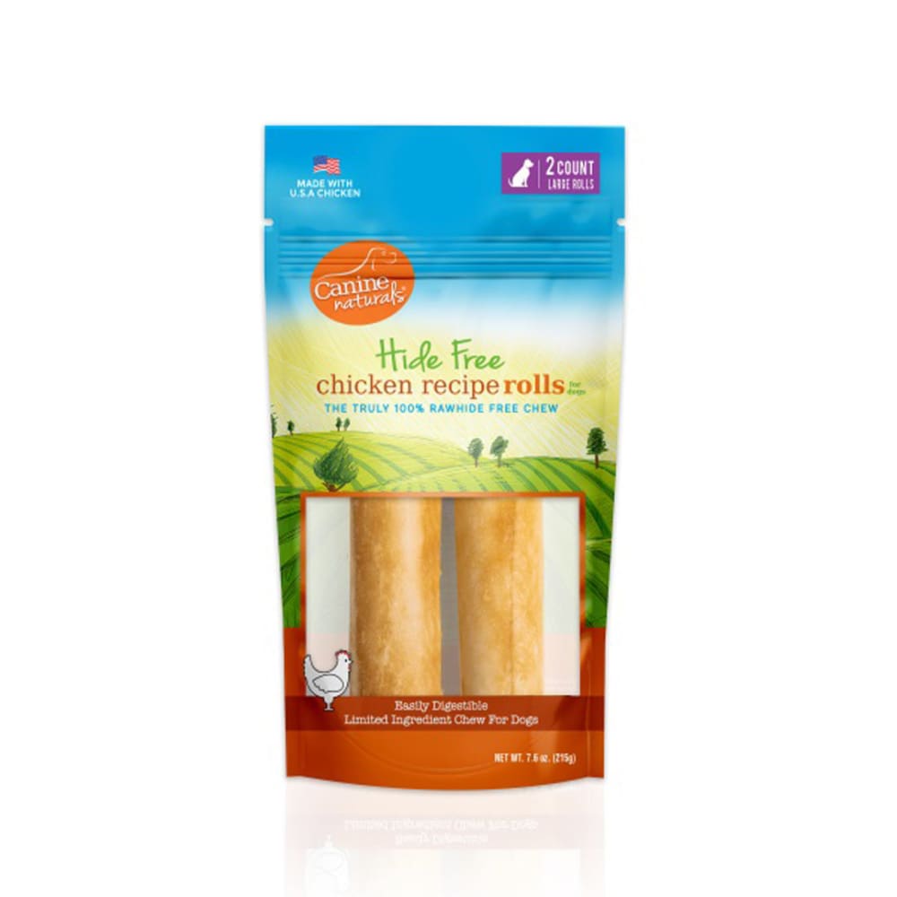 Canine Natural Hide Free 7inch Chicken Large Roll 2Pk - Pet Supplies - Canine