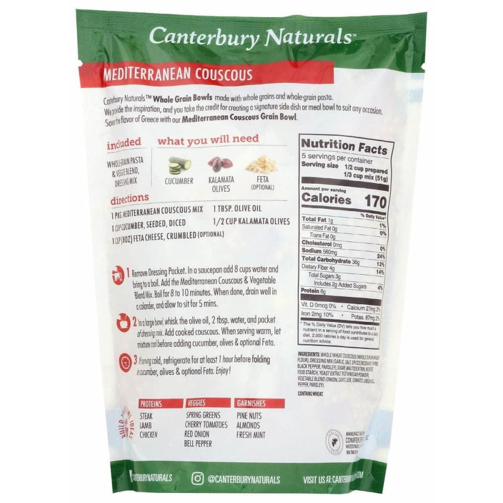 CANTERBURY NATURALS Grocery > Pantry > Food CANTERBURY NATURALS: Mediterranean Couscous, 9 oz