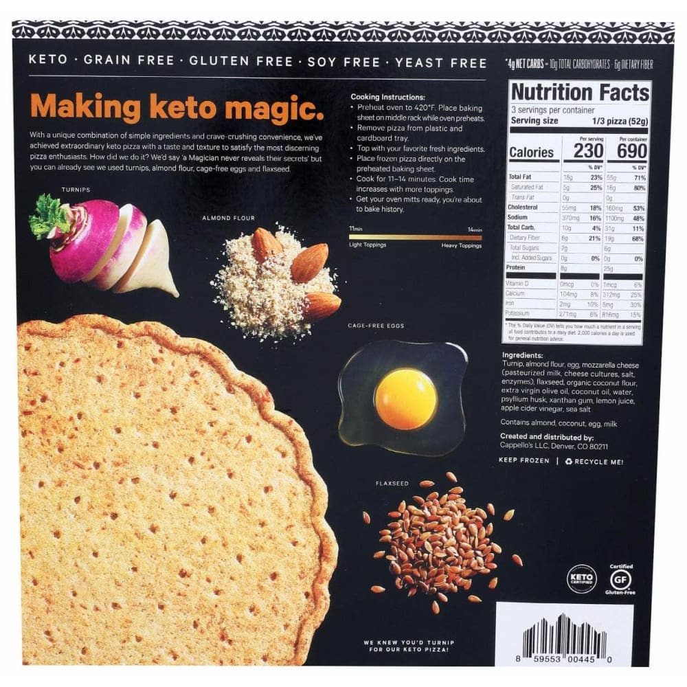 CAPPELLOS Grocery > Frozen CAPPELLOS: Pizza Crust Keto, 5.5 oz