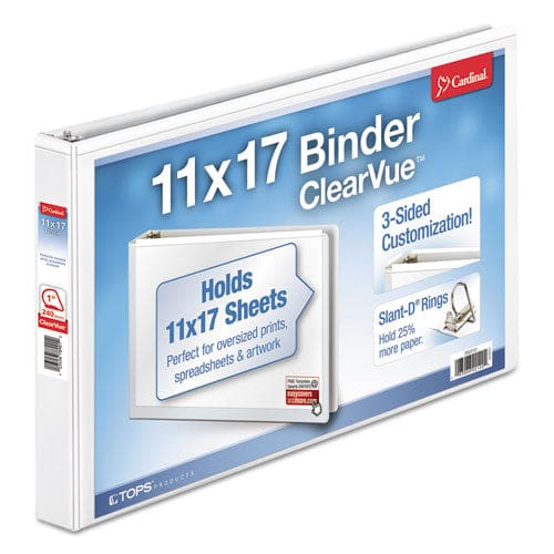 Cardinal Clearvue Slant-d Ring Binder 3 Rings 1 Capacity 11 X 17 White - School Supplies - Cardinal®