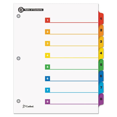 Cardinal Onestep 100% Recycled Printable Table Of Contents Dividers 8-tab 1 To 8 11 X 8.5 White 1 Set - Office - Cardinal®
