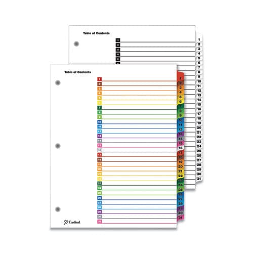 Cardinal Onestep Printable Table Of Contents And Dividers 10-tab 1 To 10 11 X 8.5 White Assorted Tabs 6 Sets - Office - Cardinal®