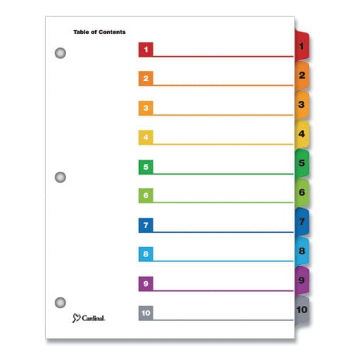 Cardinal Onestep Printable Table Of Contents And Dividers 10-tab 1 To 10 11 X 8.5 White Assorted Tabs 1 Set - Office - Cardinal®