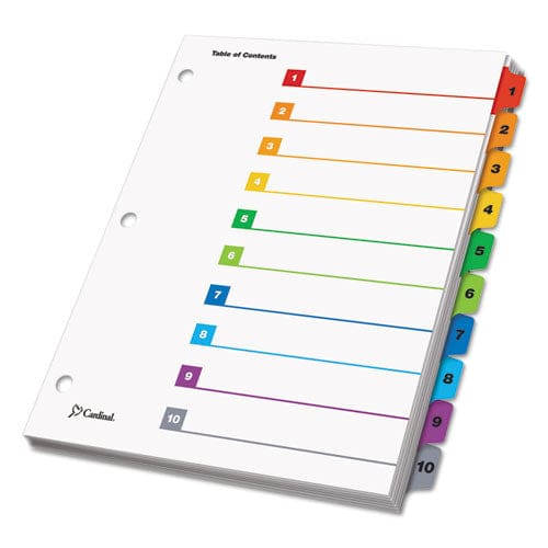 Cardinal Onestep Printable Table Of Contents And Dividers 10-tab 1 To 10 11 X 8.5 White Assorted Tabs 1 Set - Office - Cardinal®