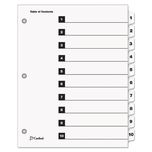 Cardinal Onestep Printable Table Of Contents And Dividers 10-tab 1 To 10 11 X 8.5 White White Tabs 1 Set - Office - Cardinal®