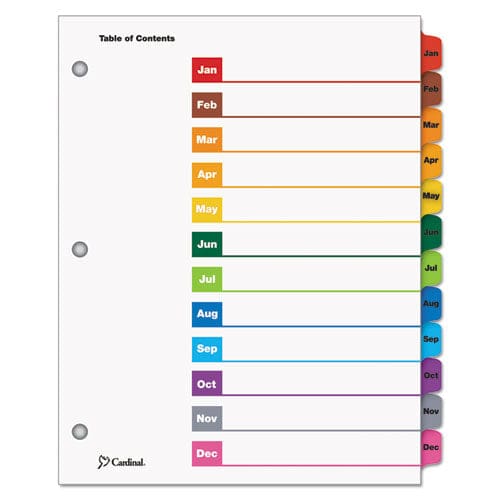 Cardinal Onestep Printable Table Of Contents And Dividers 12-tab Jan. To Dec. 11 X 8.5 White Assorted Tabs 1 Set - Office - Cardinal®