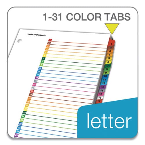 Cardinal Onestep Printable Table Of Contents And Dividers 31-tab 1 To 31 11 X 8.5 White Assorted Tabs 1 Set - Office - Cardinal®