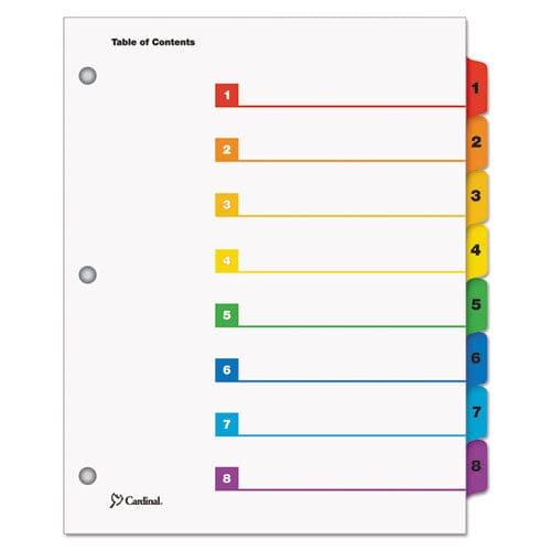 Cardinal Onestep Printable Table Of Contents And Dividers 8-tab 1 To 8 11 X 8.5 White Assorted Tabs 1 Set - Office - Cardinal®