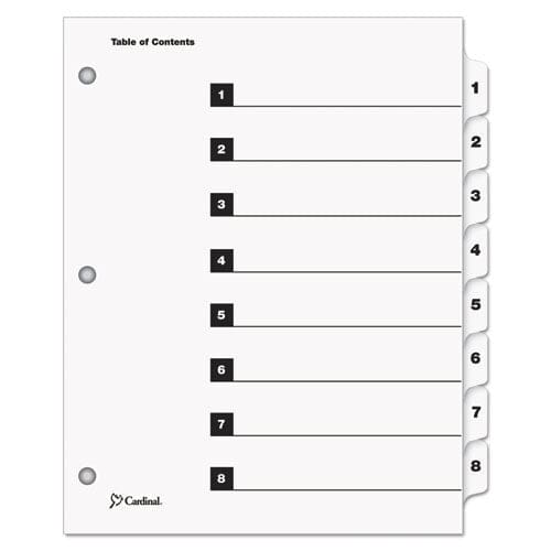 Cardinal Onestep Printable Table Of Contents And Dividers 8-tab 1 To 8 11 X 8.5 White White Tabs 1 Set - Office - Cardinal®