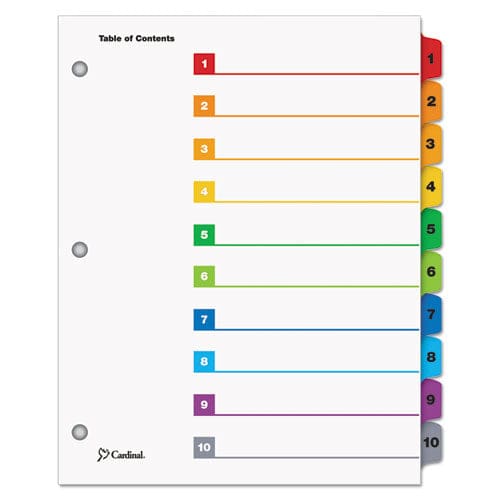 Cardinal Quickstep Onestep Printable Table Of Contents And Dividers 10-tab 1 To 10 11 X 8.5 White Assorted Tabs 24 Sets - Office - Cardinal®