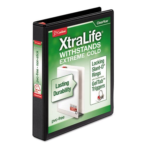 Cardinal Xtralife Clearvue Non-stick Locking Slant-d Ring Binder 3 Rings 1 Capacity 11 X 8.5 Black - School Supplies - Cardinal®