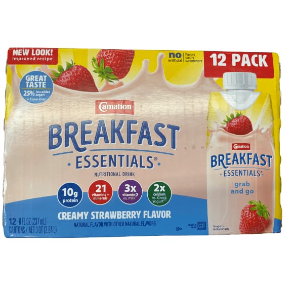 Carnation Breakfast Carnation Breakfast Essentials Ready to Drink Nutritional Breakfast Drink, Multiple Choice Flavor, 12 - 8 FL OZ Cartons