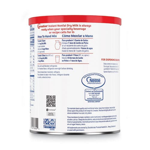 Carnation Instant Nonfat Dry Milk Unsweetened 22.75 Oz Canister 4/carton - Food Service - Carnation®