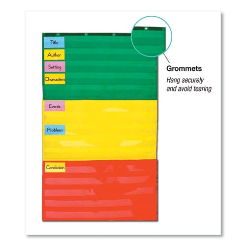 Carson-Dellosa Education Adjustable Tri-section Pocket Chart 15 Pockets Guide 33.75 X 55.5 Red/green/yellow - School Supplies -