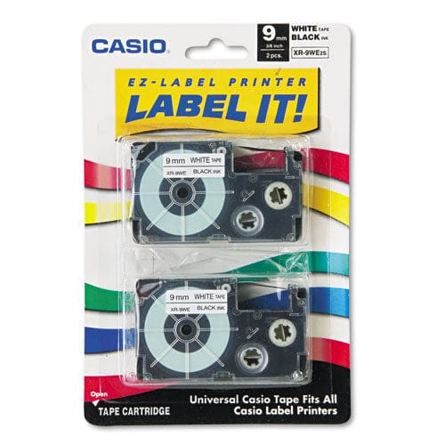 Casio Tape Cassettes For Kl Label Makers 0.37 X 26 Ft Black On White 2/pack - Technology - Casio®