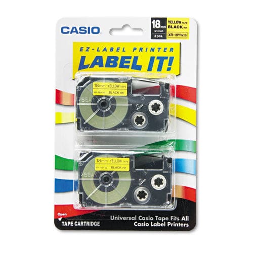 Casio Tape Cassettes For Kl Label Makers 0.75 X 26 Ft Black On Yellow 2/pack - Technology - Casio®