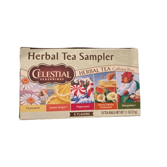 Celestial Seasonings Celestial Seasonings 5 Flavors Herbal Tea Sampler, Caffeine Free Variety, 18 Ct Tea Bags, 1.1 oz