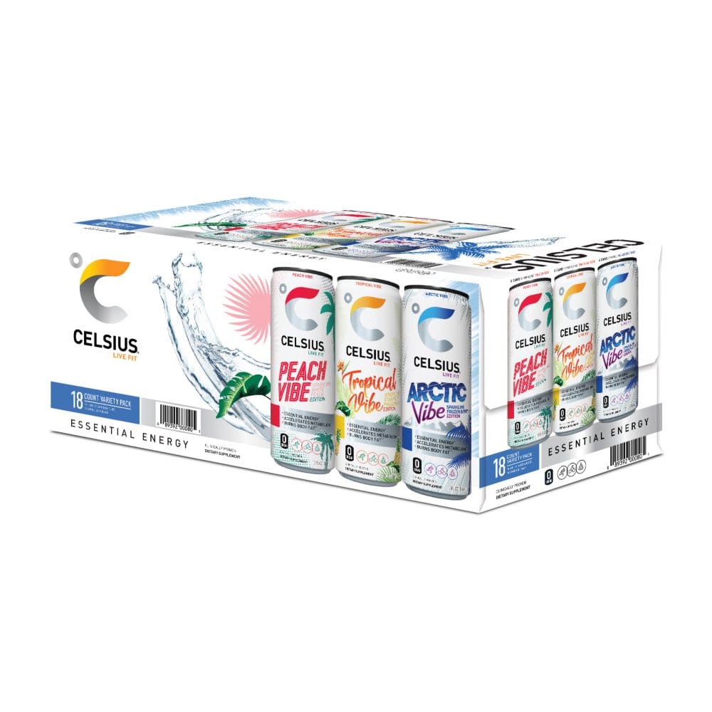 Celsius Essential Energy Sparkling Vibe Variety Pack (12 fl. oz. 18 pk.) - Energy Drinks - Celsius