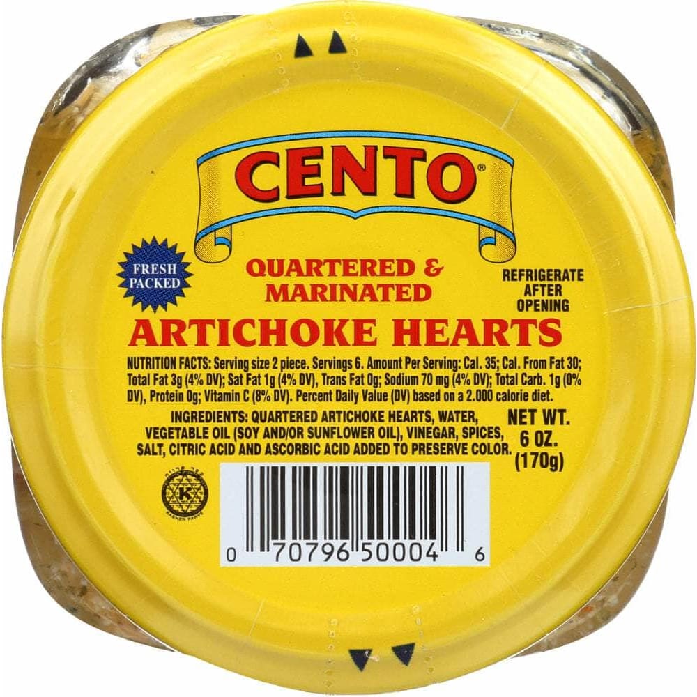 Cento Cento Artichoke Hearts Quartered and Marinated, 6 oz