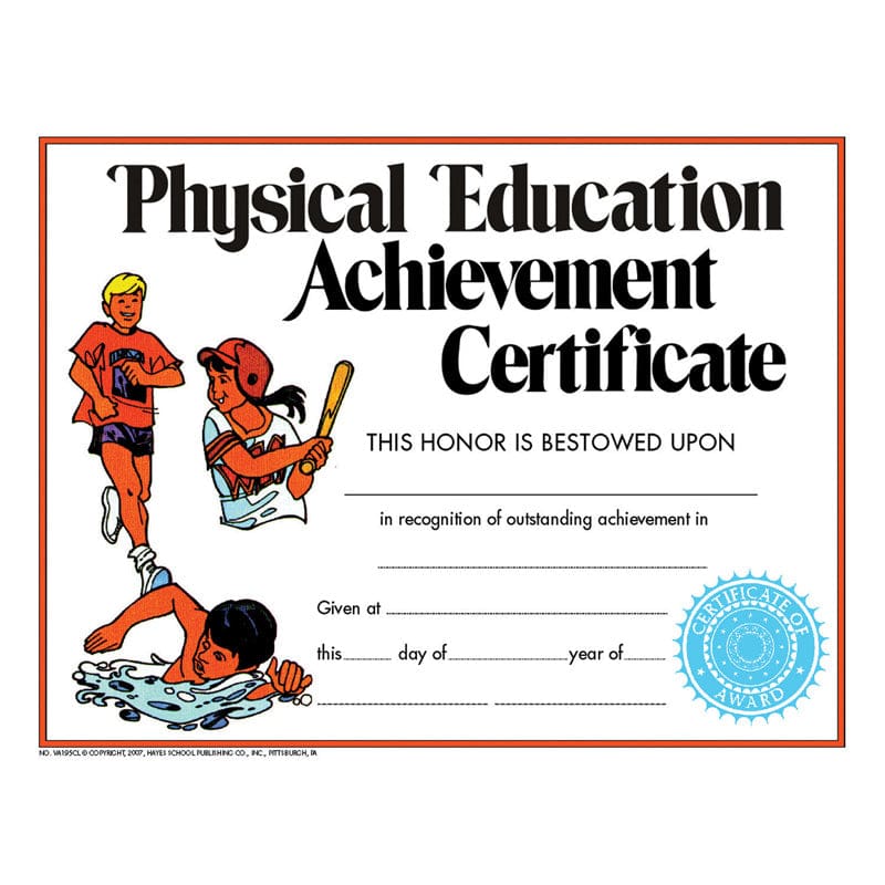 Certificate Physical Education 30Pk (Pack of 10) - Physical Fitness - Flipside