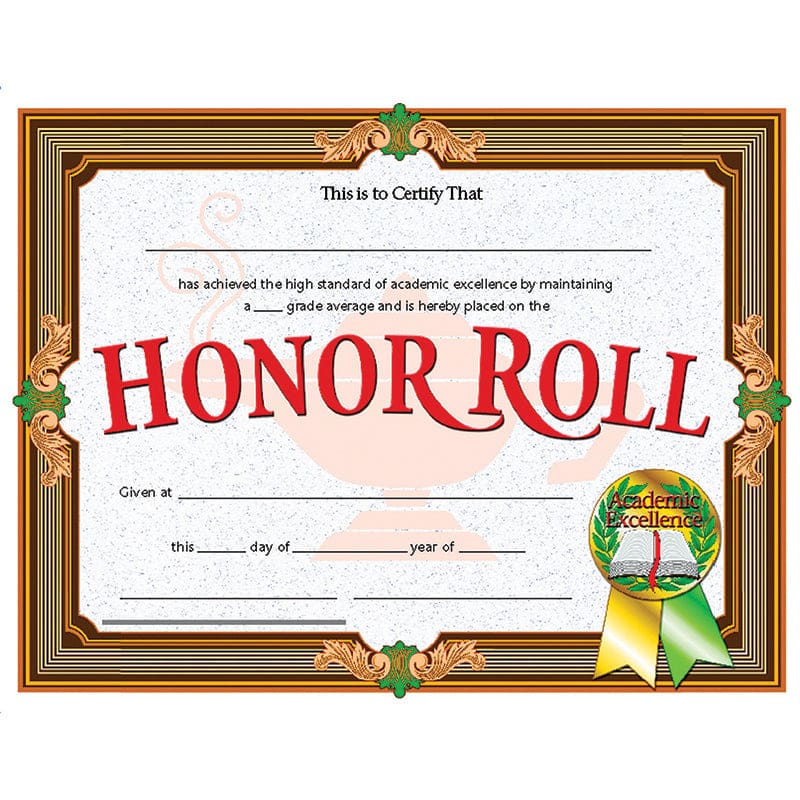 Certificates Honor Roll 30/Pk 8.5 X 11 Inkjet Laser (Pack of 8) - Certificates - Flipside