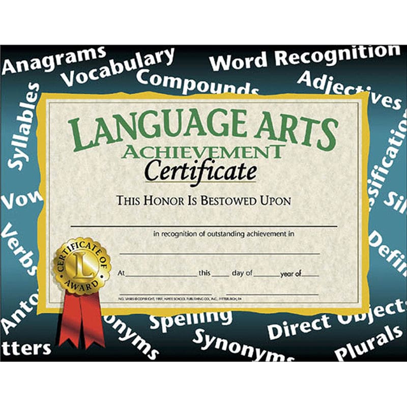 Certificates Language Arts 30/Pk Achievement 8.5 X 11 (Pack of 8) - Language Arts - Flipside