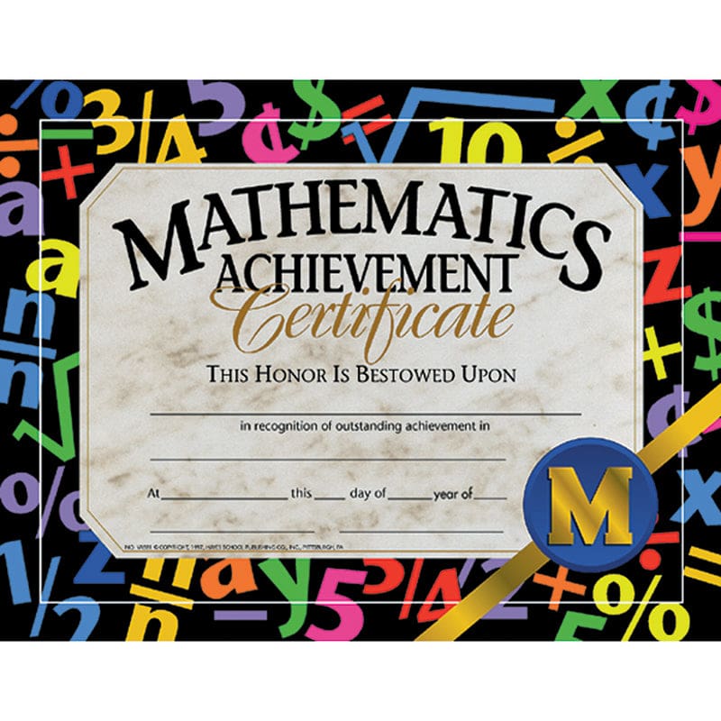 Certificates Mathematics 30/Pk Achievement 8.5 X 11 (Pack of 8) - Math - Flipside