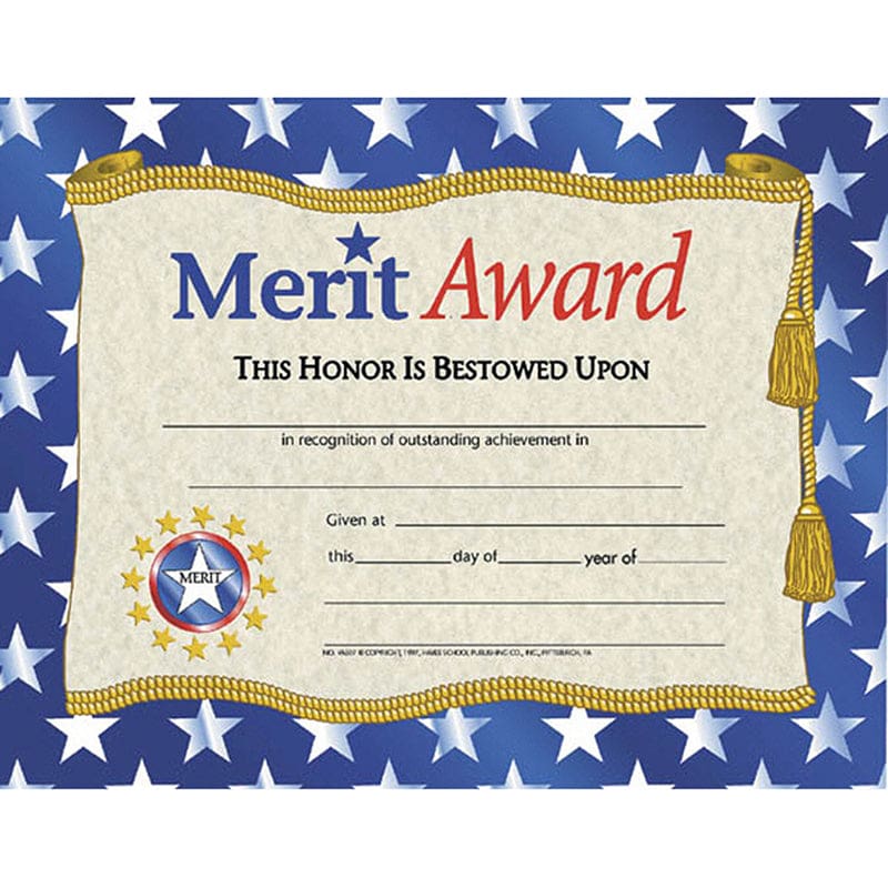 Certificates Merit Award 30/Pk with Stars 8.5 X 11 (Pack of 8) - Certificates - Flipside