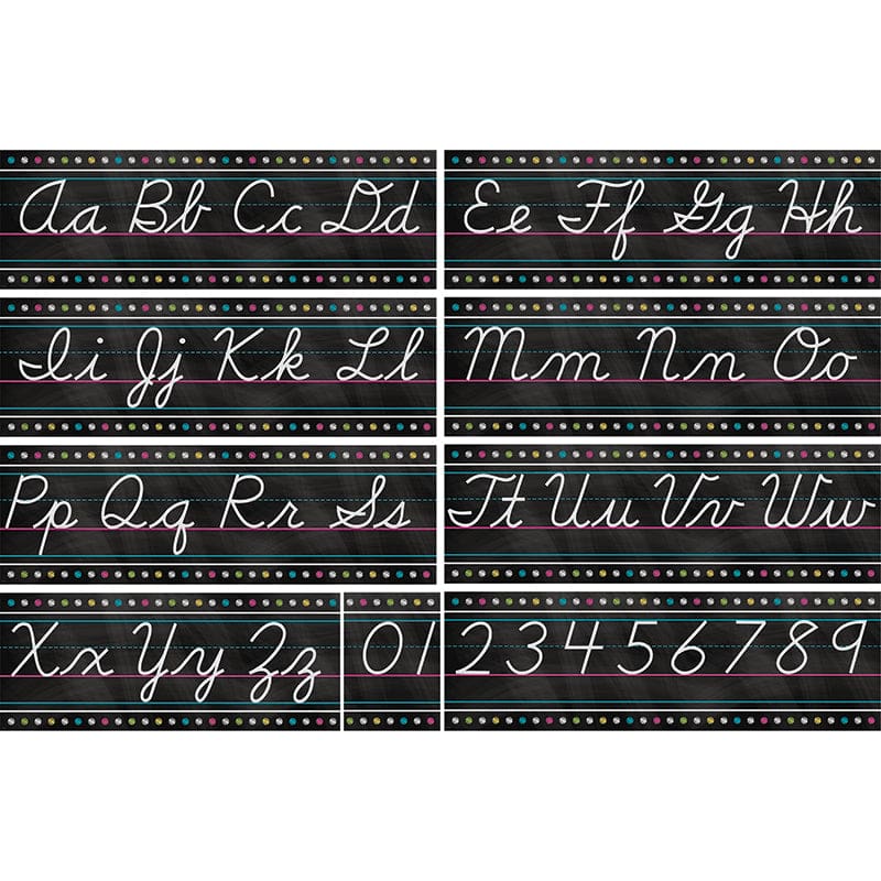 Chalkboard Brights Cursive Writing Bulletin Board (Pack of 3) - Alphabet Lines - Teacher Created Resources