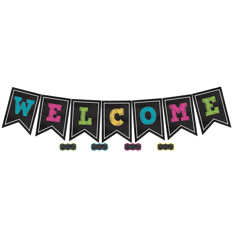Chalkboard Brights Pennants Welcome (Pack of 3) - Banners - Teacher Created Resources